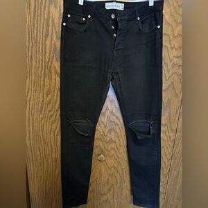 BUNDLE 4/$30 VGUC MENS 36/34 TOPMAN stretch skinny distressed black jeans
